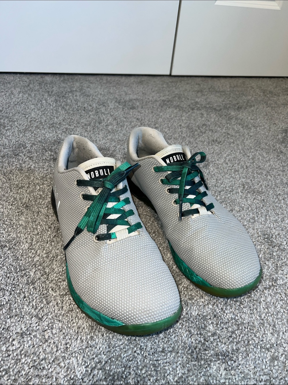 NOBULL Outwork SuperFabric Trainer Grey Green Cross-train Gym Shoes M11.5 W13